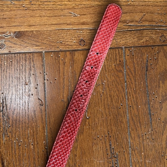 Carlisle Red Genuine Snake Belt Women’s Metal Filigree Buckle Size Medium